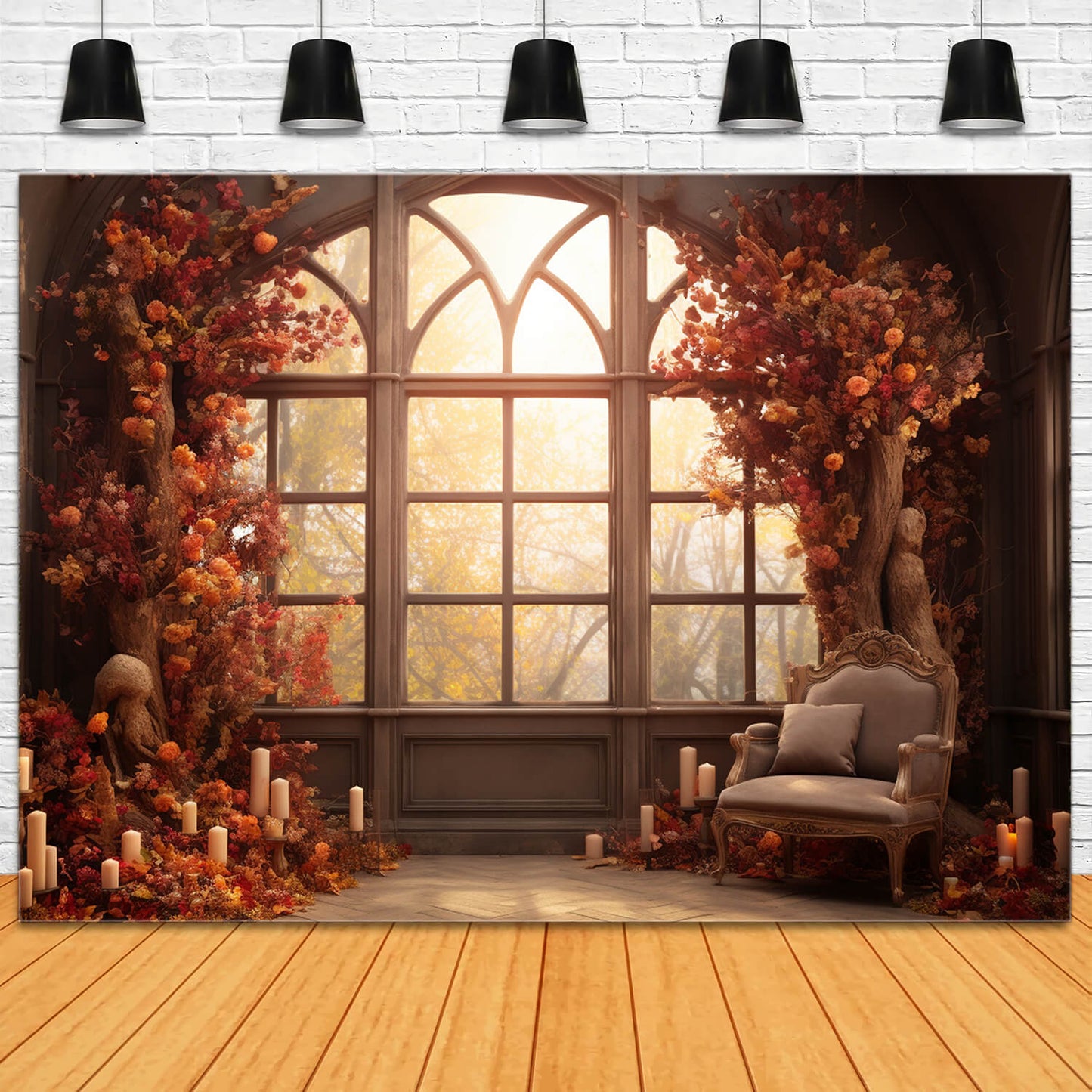 Window Well Backdrops Fall Window Afterglow Photography Backdrop RR7-177 β Dbackdrop