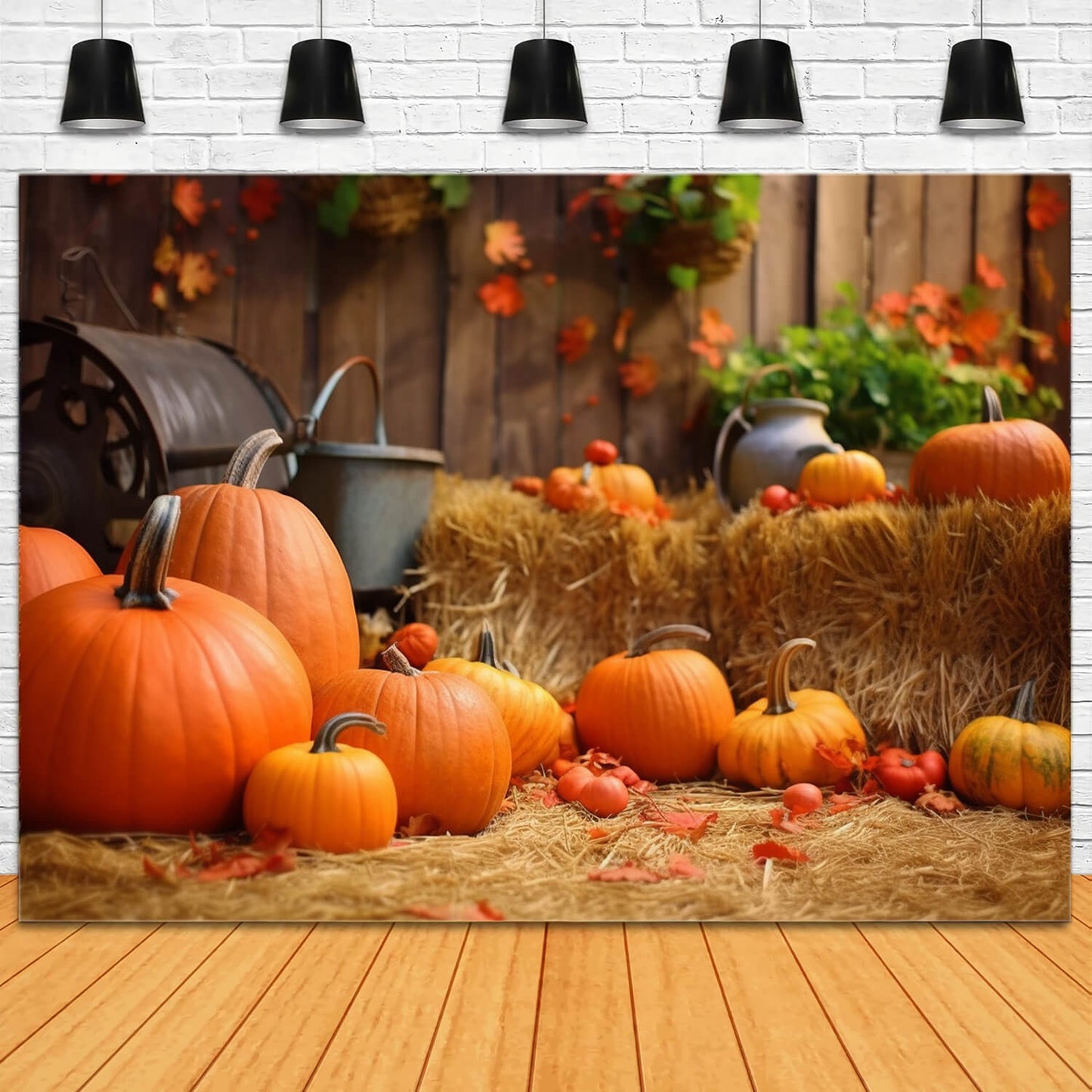Harvest Fall Pumpkins Haystack Backdrop RR7-185 – Dbackdrop