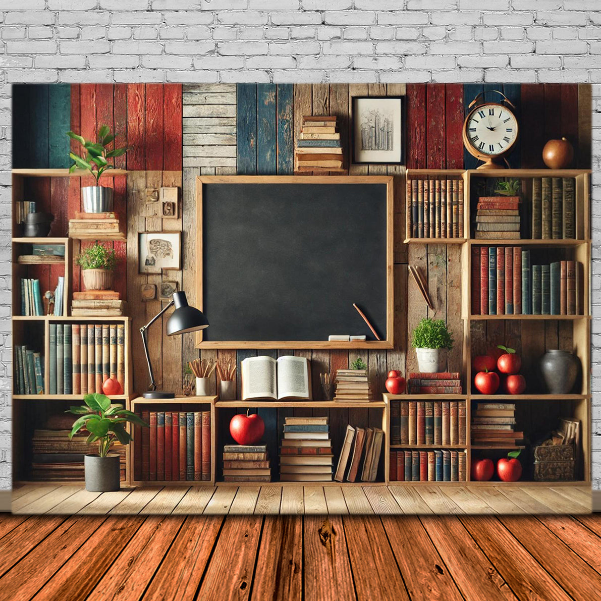 Back Drop Book Books Blackboard Back to School Backdrop RR7-206 – Dbackdrop