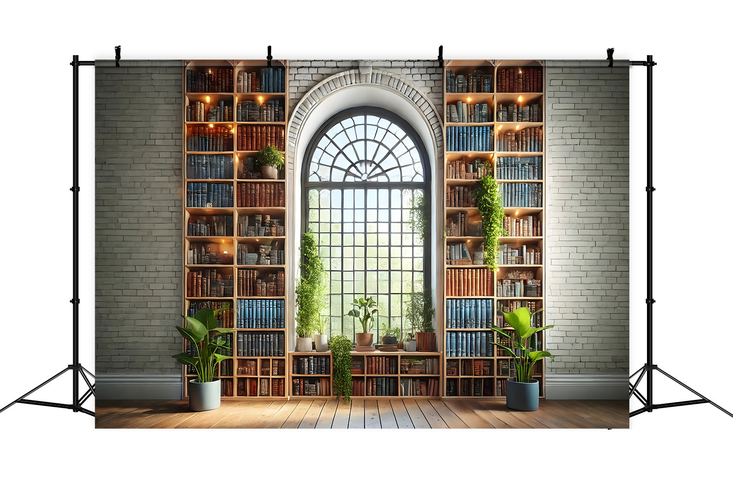 Bookshelf Arch Window Back to School Backdrop RR7-210 – Dbackdrop