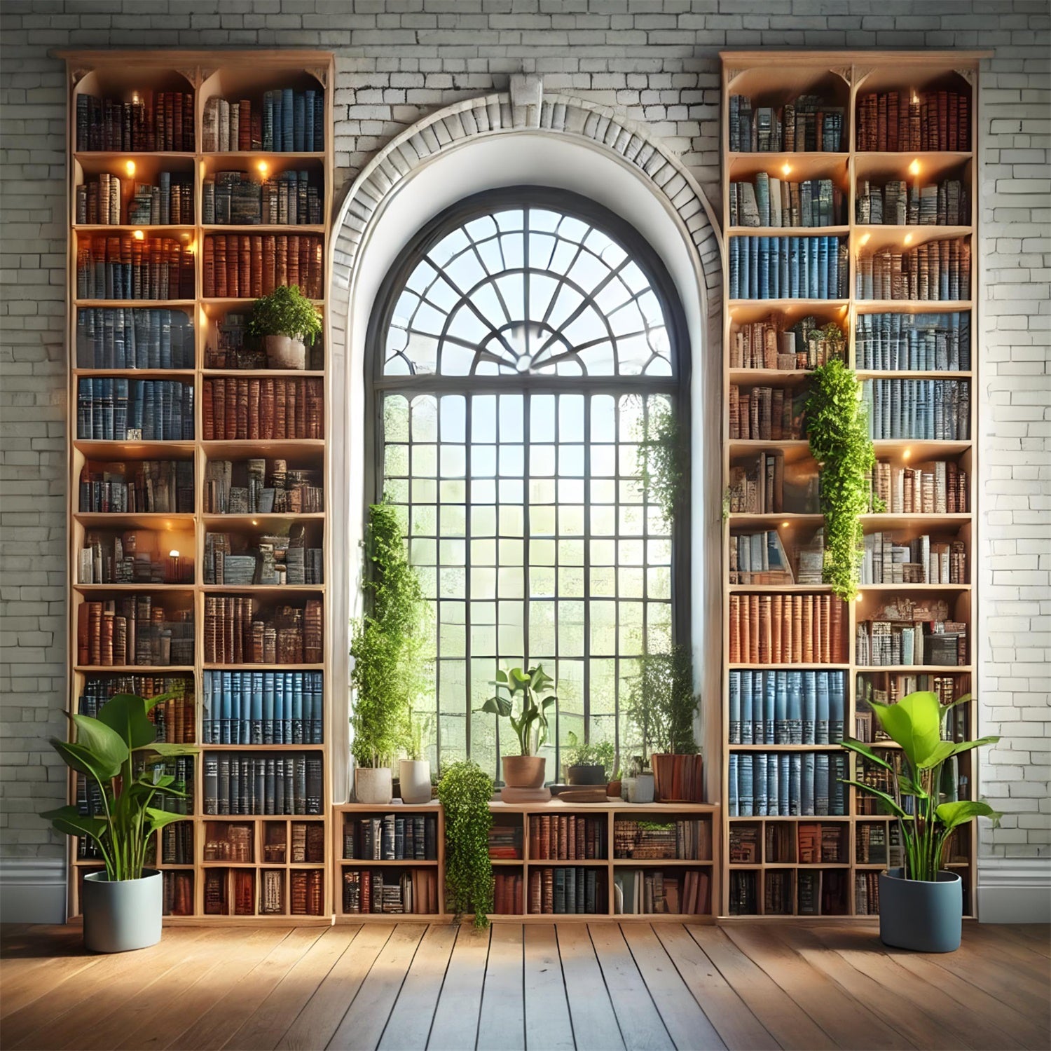 Bookshelf Arch Window Back to School Backdrop RR7-210 – Dbackdrop