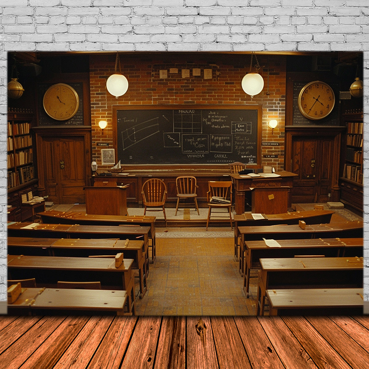 Dark Retro Classroom Back to School Backdrop RR7-215
