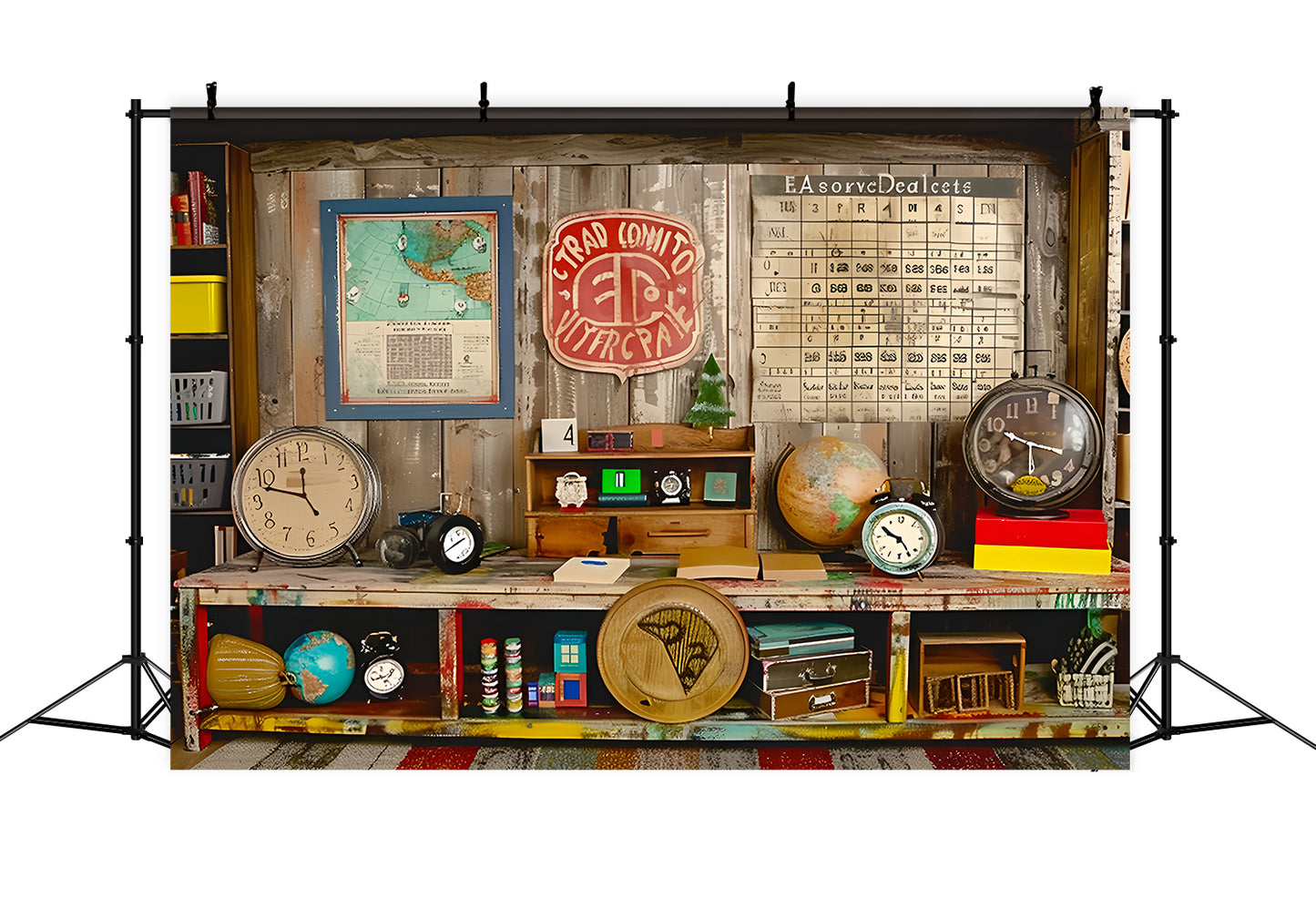 Retro Storage Room Back to School Backdrop RR7-222 – Dbackdrop