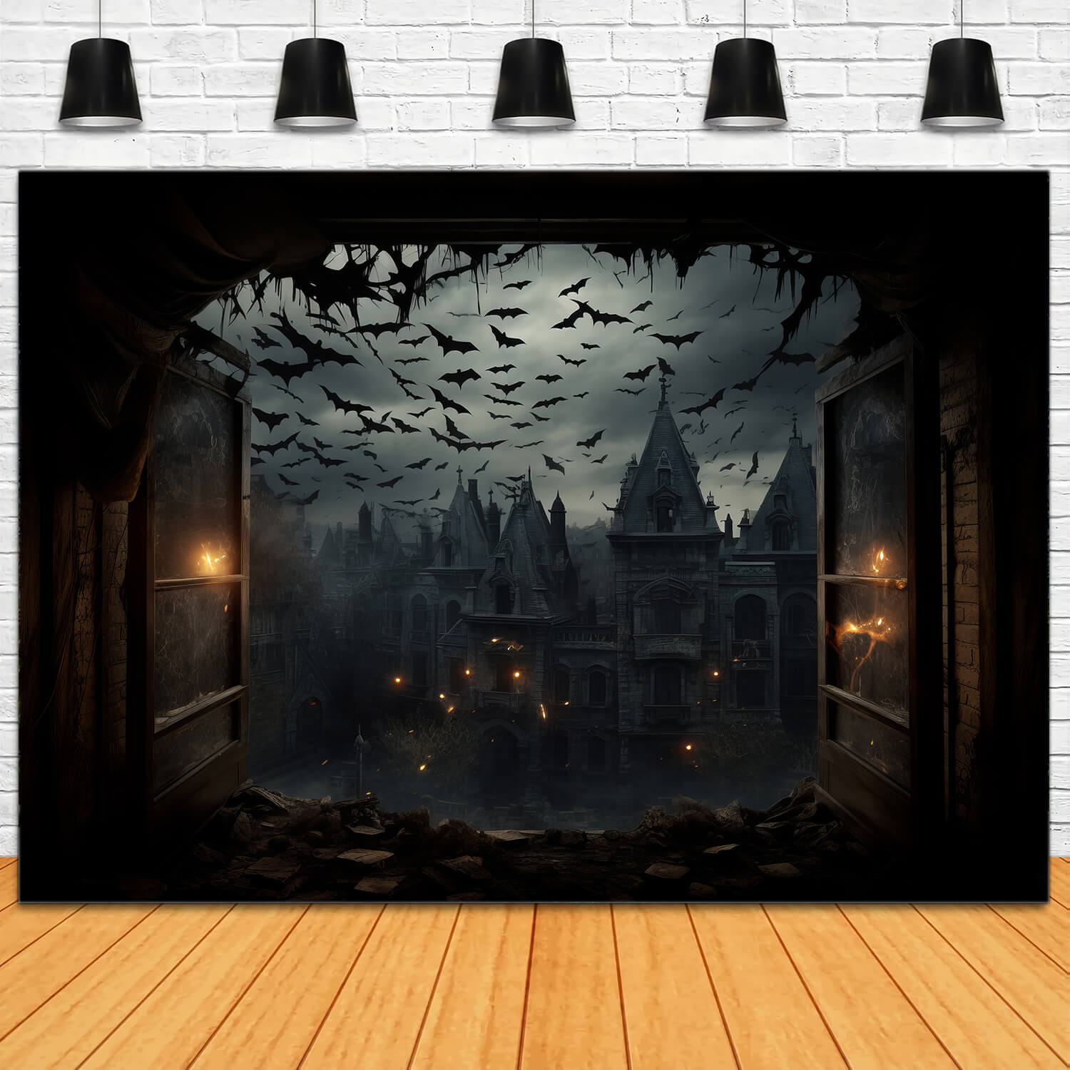 Bat Backdrop Spooky Halloween Castle Bats Photography Backdrop RR7-31 – Dbackdrop