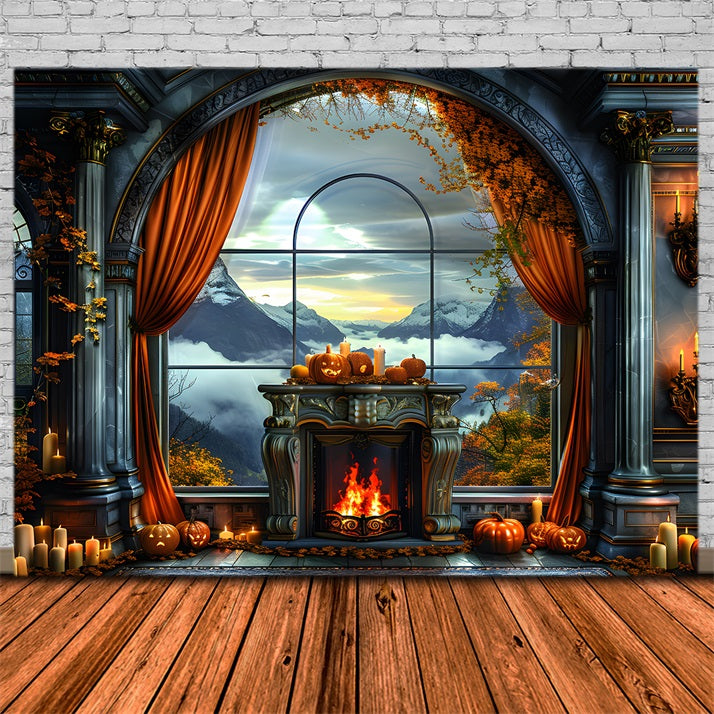 Autumn Jack-o'-Lanterns Mountain View Backdrop RR7-355