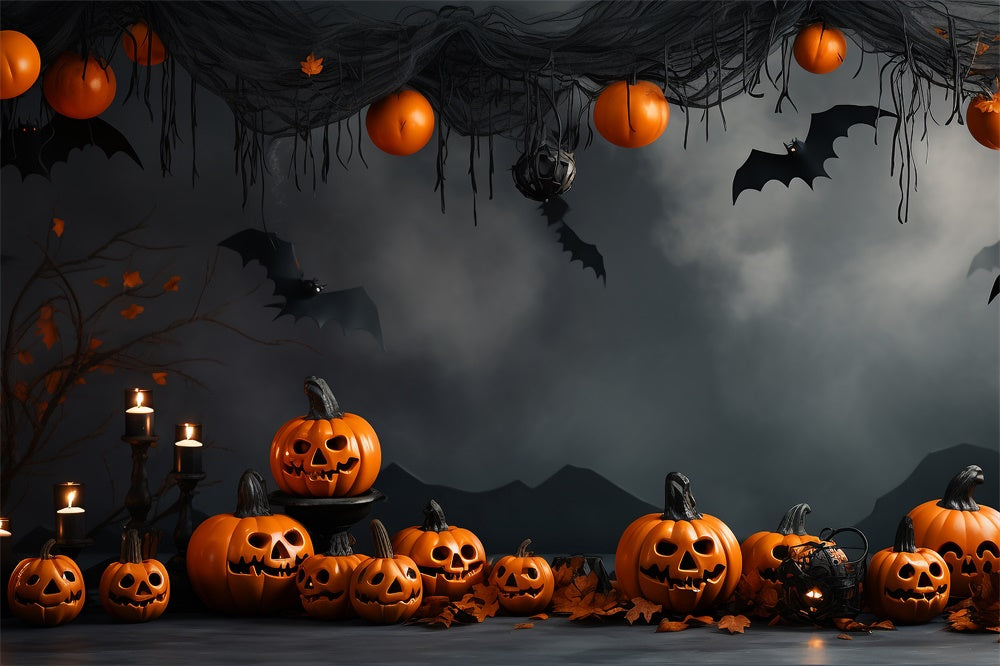 Bat Backdrop Halloween Vintage Wall Pumpkin Bat Backdrop RR7-433