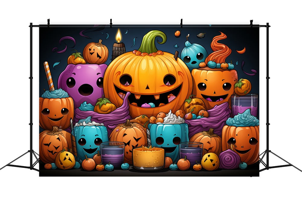 Pumpkin Autumn Halloween Round Holiday Backdrop