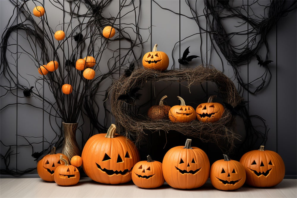 Halloween Curved Pumpkins Photography Backdrop R7 497 Halloween Curved Pumpkins Photography Backdrop R7 497