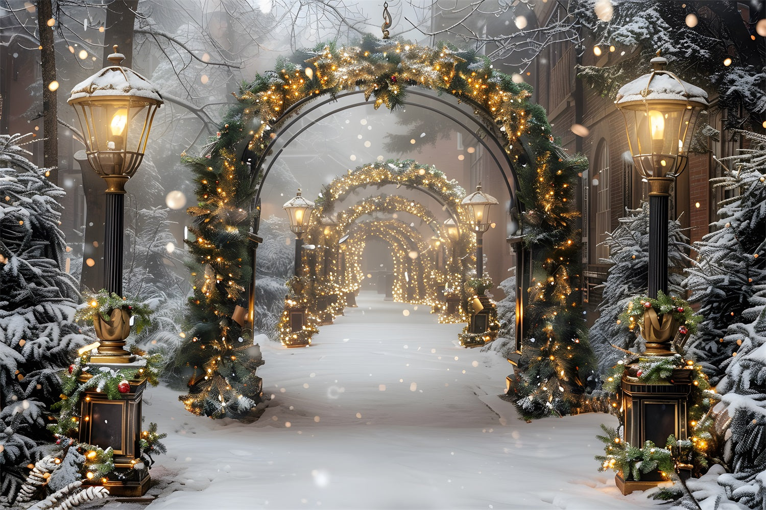 Christmas Enchanted Lantern Archway Backdrop RR7-587
