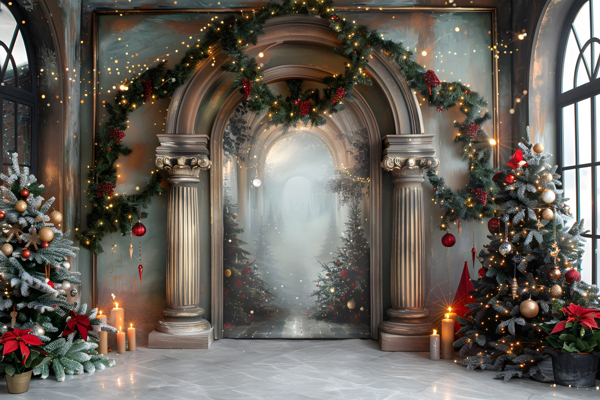 Entry Backdrop Christmas Elegant Arched Entrance Backdrop RR7-610