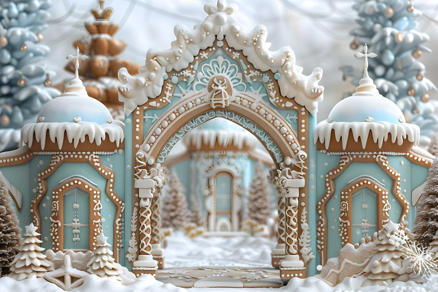 Christmas Gingerbread Palace Archway Backdrop RR7-660 – Dbackdrop