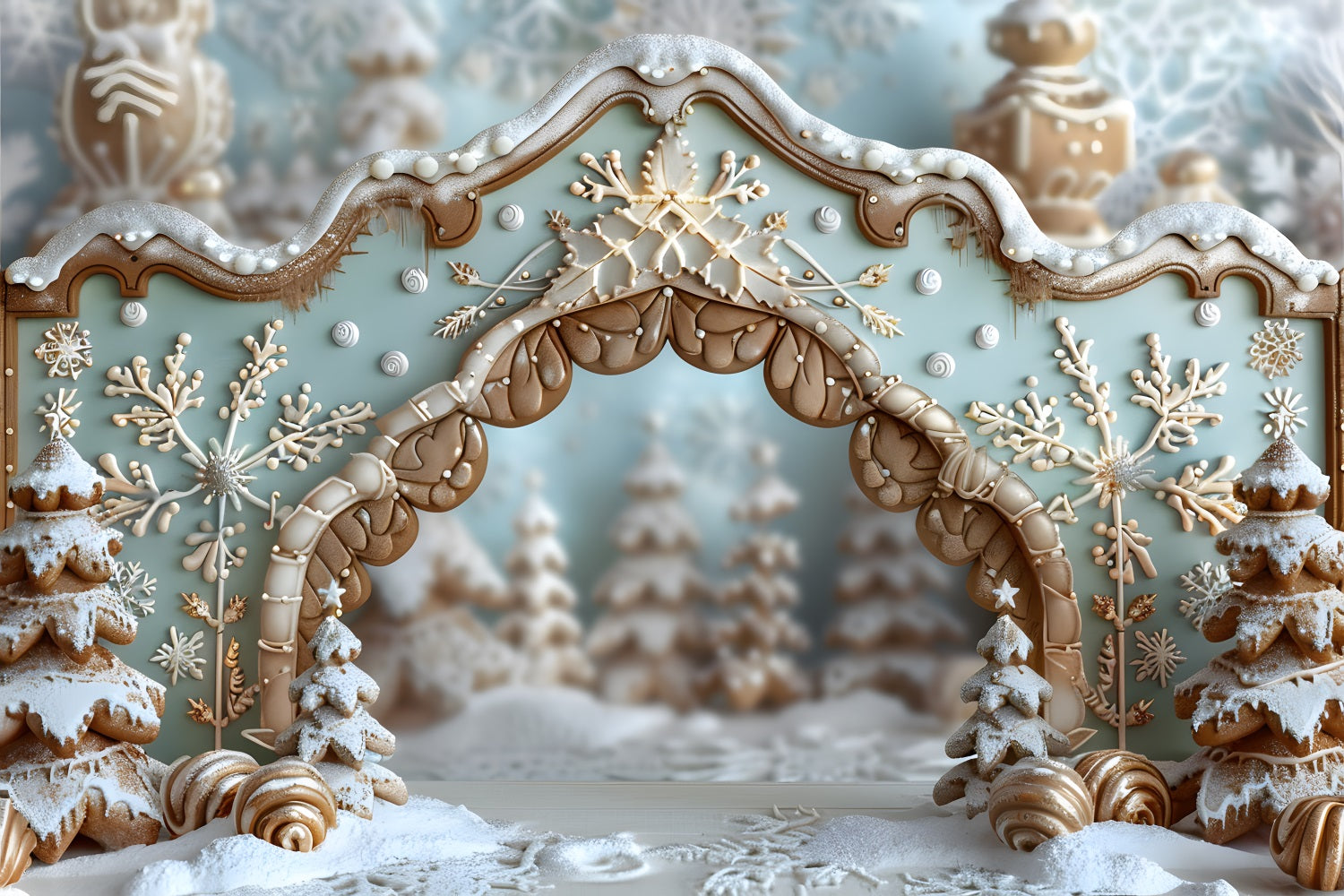 Christmas Gingerbread Snowflake Archway Backdrop RR7-661 – Dbackdrop