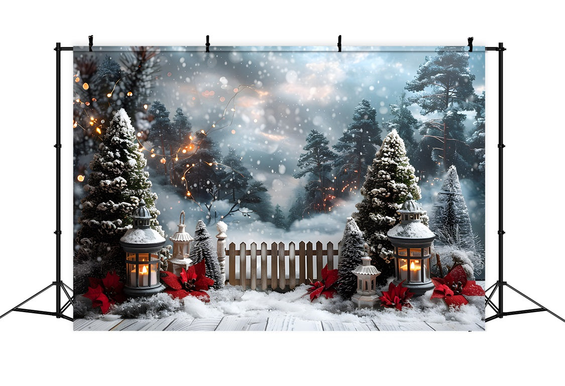 Christmas Lantern Lit Snowy Path Backdrop RR7-707 – Dbackdrop