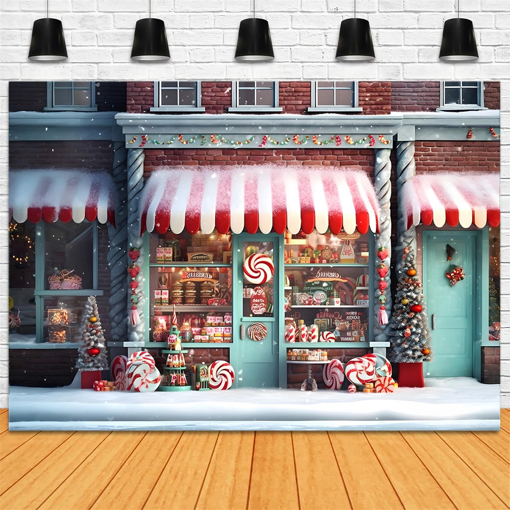 Candy Store Snowflake Christmas Backdrop RR7-737 – Dbackdrop