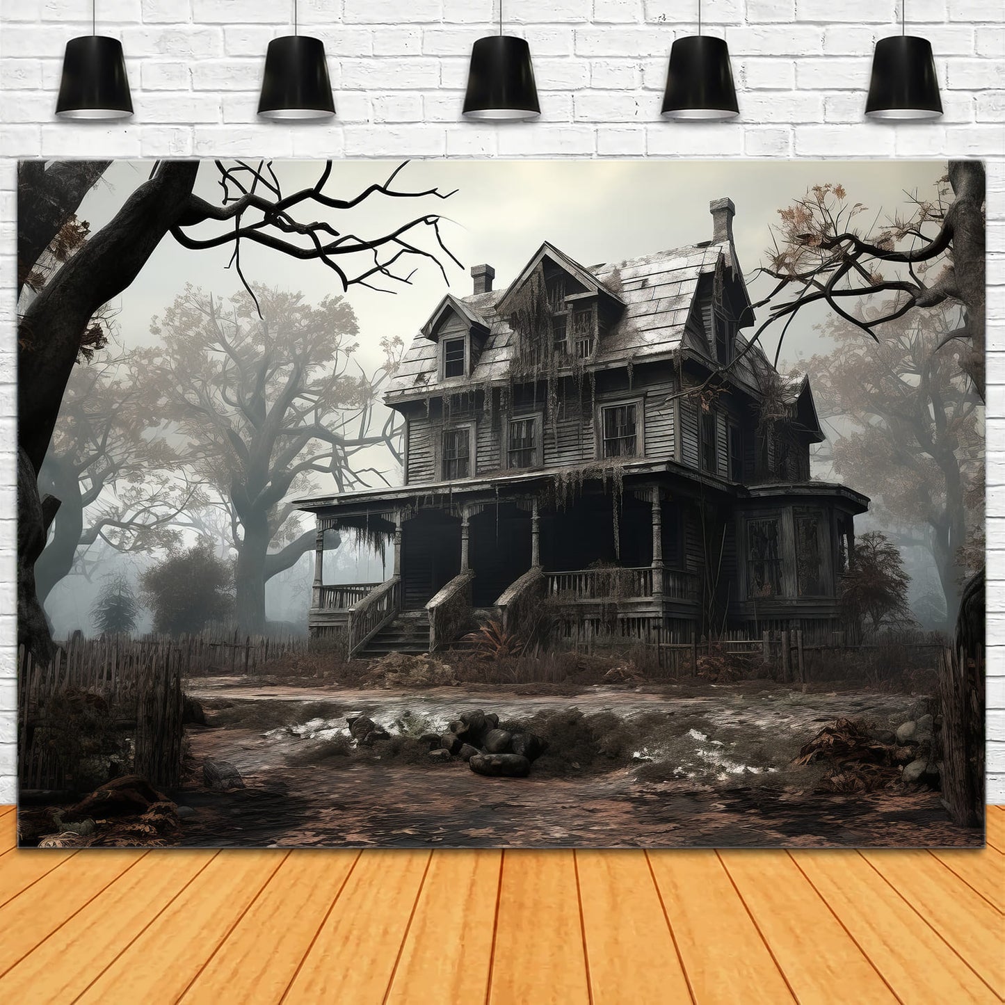Abandoned Haunted House Halloween Backdrop RR7-76 – Dbackdrop
