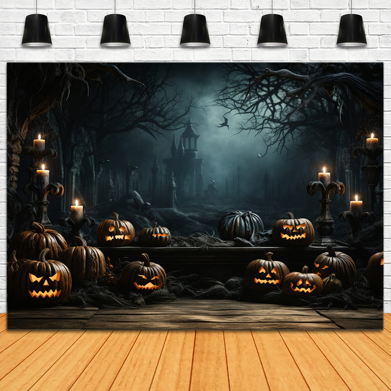 Circle Pumpking Light Round Halloween Backdrop