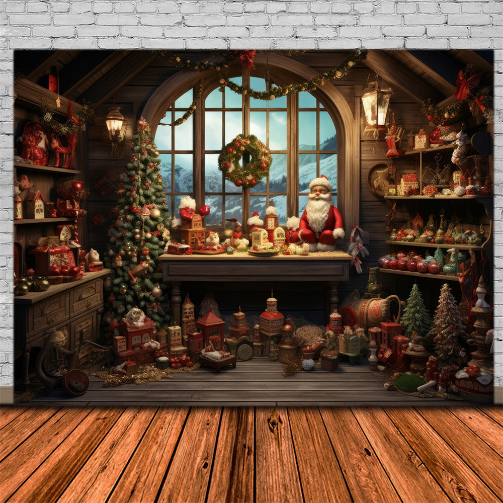 Santa Claus Workshop Christmas Backdrop RR7-794