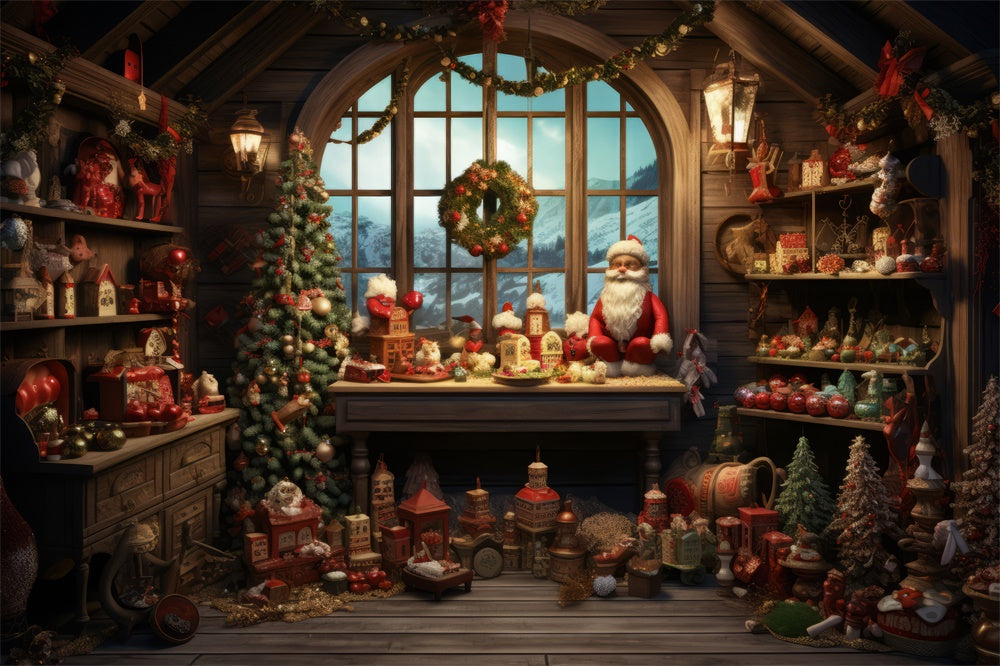 Santa Claus Workshop Christmas Backdrop RR7-794