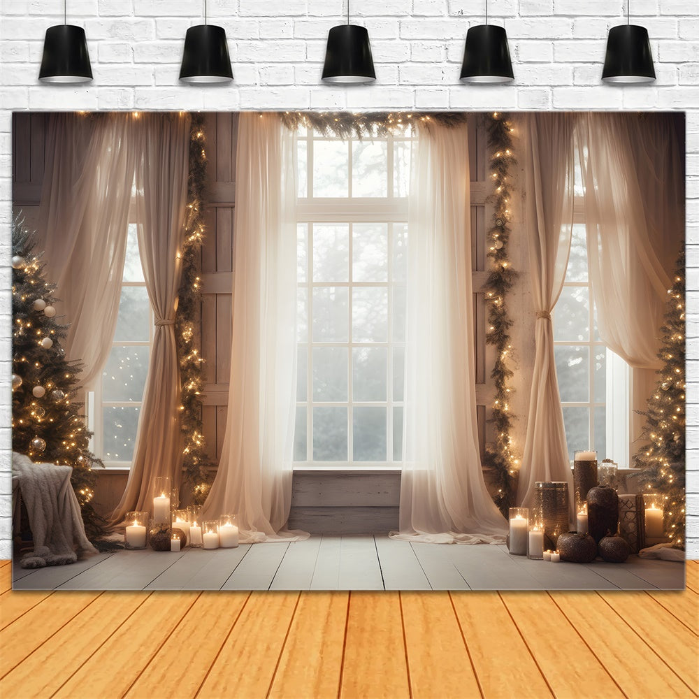 Christmas Tree Lights Window Curtain Backdrop RR7-812 – Dbackdrop