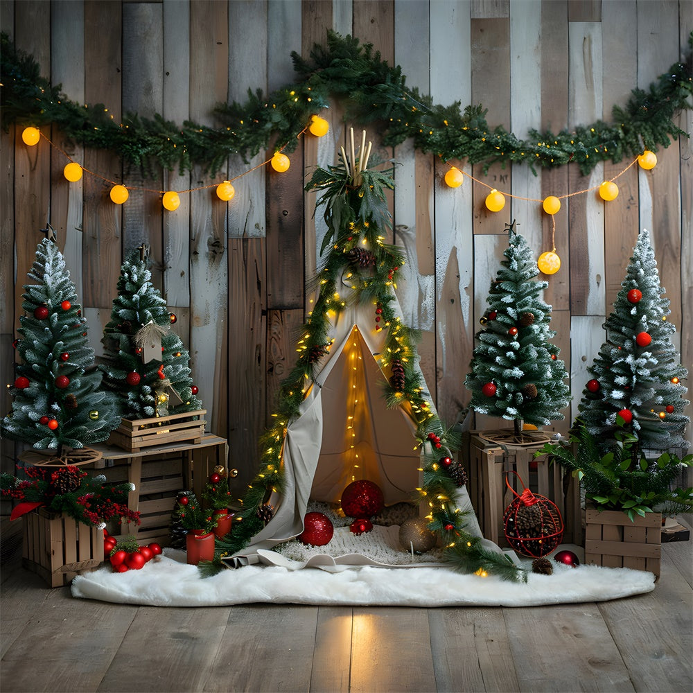Glowing Lights Tiny Tent Christmas Backdrop RR8-12