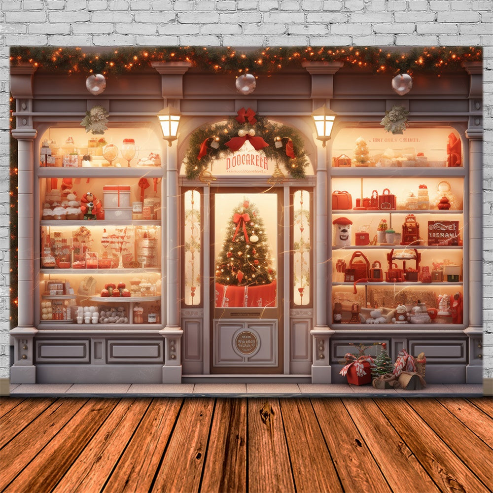 Christmas Elegant Storefront Tree Backdrop RR8-144 – Dbackdrop