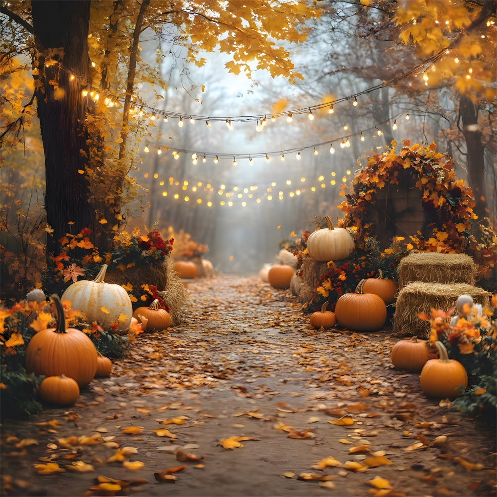 Fall String Lights Illuminating Pumpkin Backdrop RR8-316 – Dbackdrop