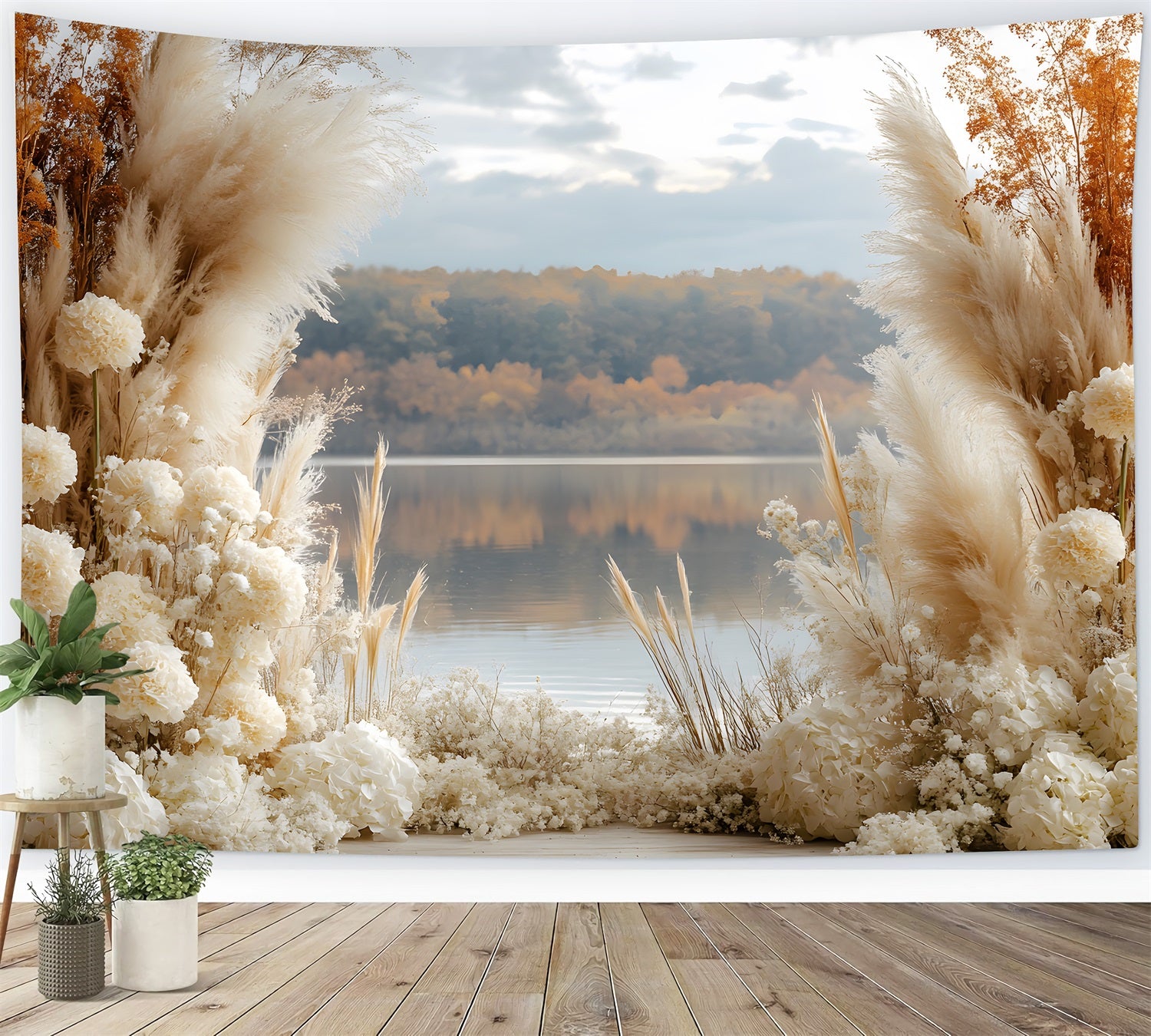 Autumn Lake Boho Pampas Backdrop RR8-428