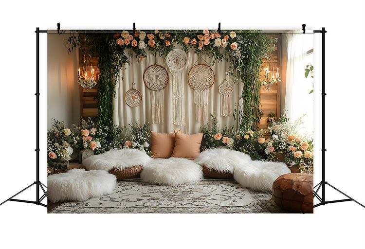 Bohemian Living Room Dreamcatcher Backdrop RR8-478 – Dbackdrop
