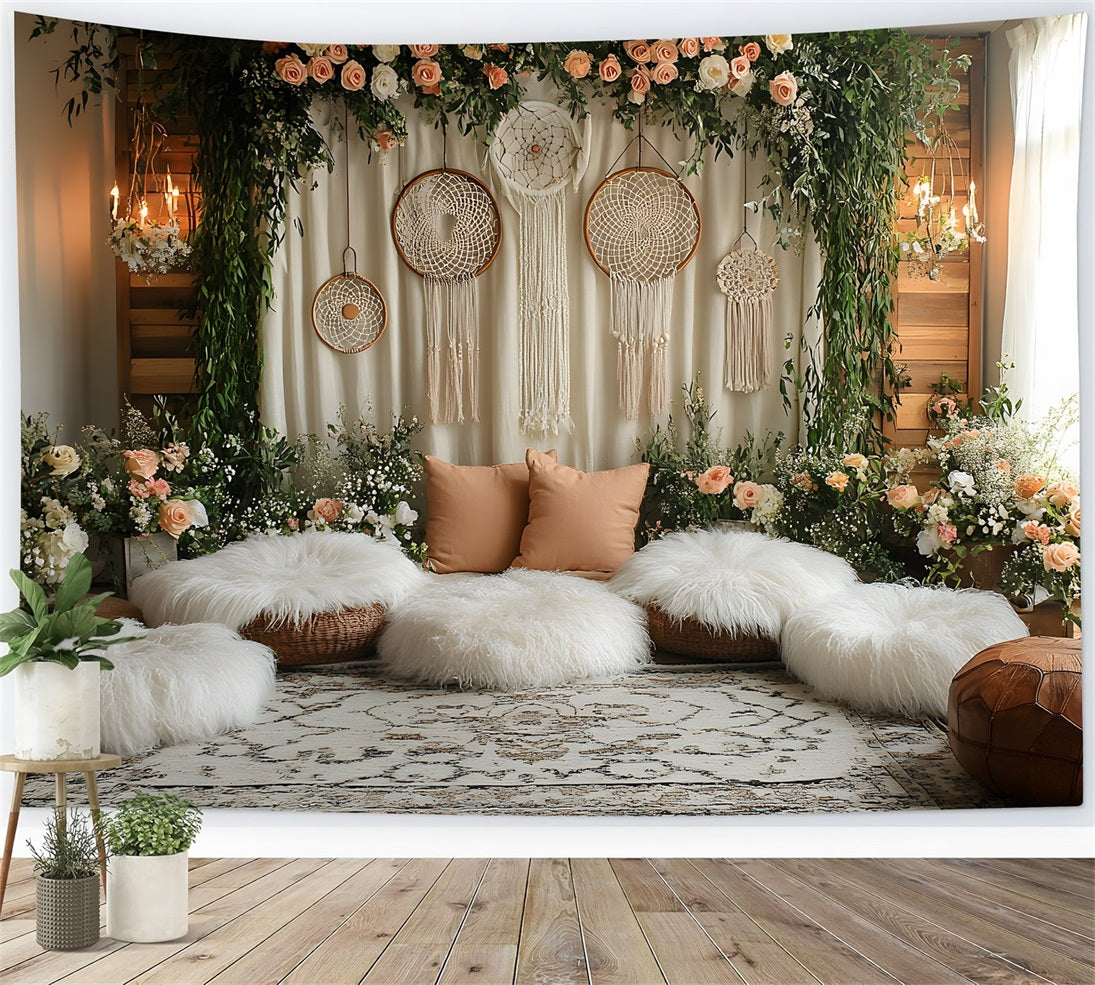 Bohemian Living Room Dreamcatcher Backdrop RR8-478 – Dbackdrop