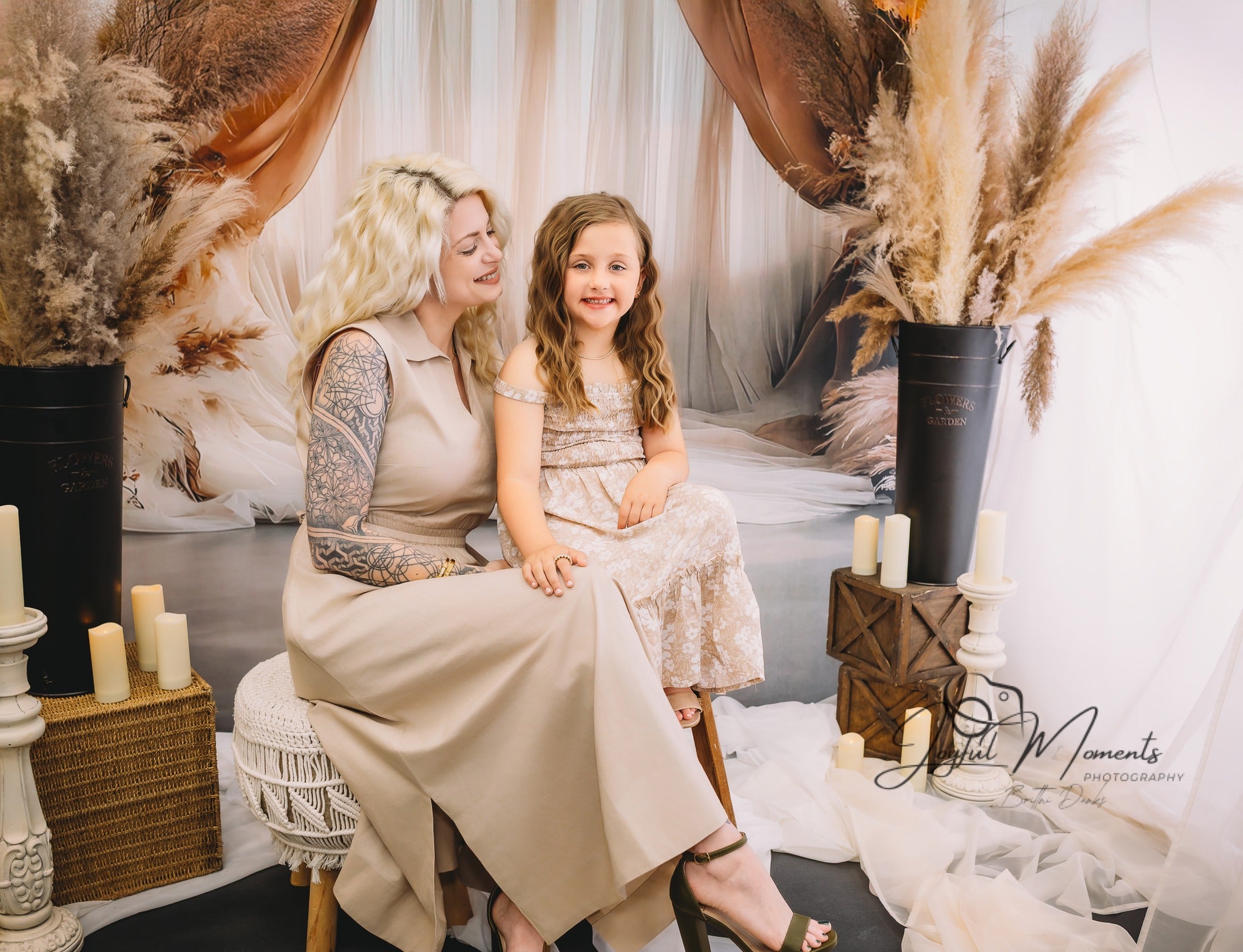 Dreamy Dusty Rose Pampas Boho Backdrop RR8-499