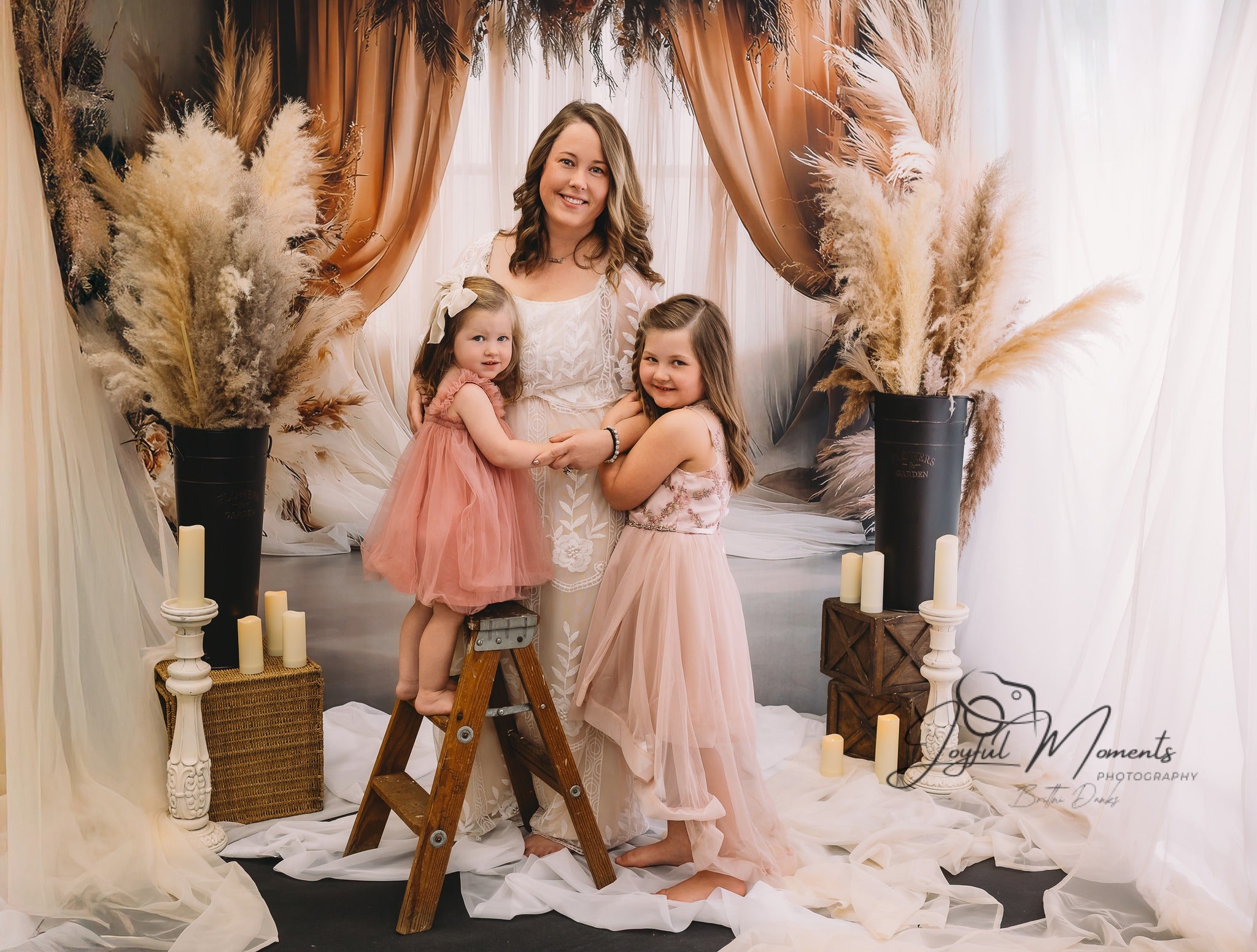 Dreamy Dusty Rose Pampas Boho Backdrop RR8-499