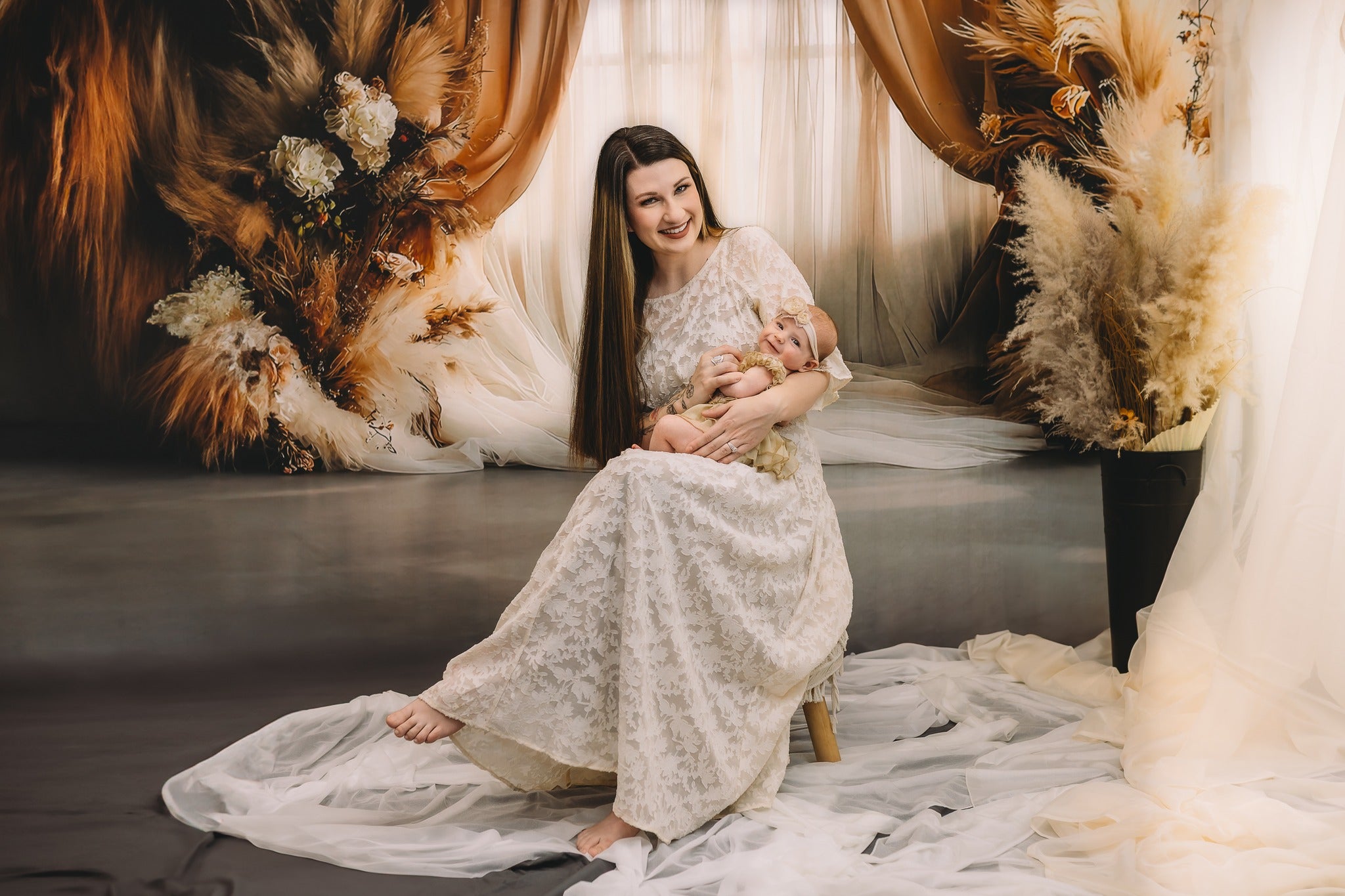 Dreamy Dusty Rose Pampas Boho Backdrop RR8-499