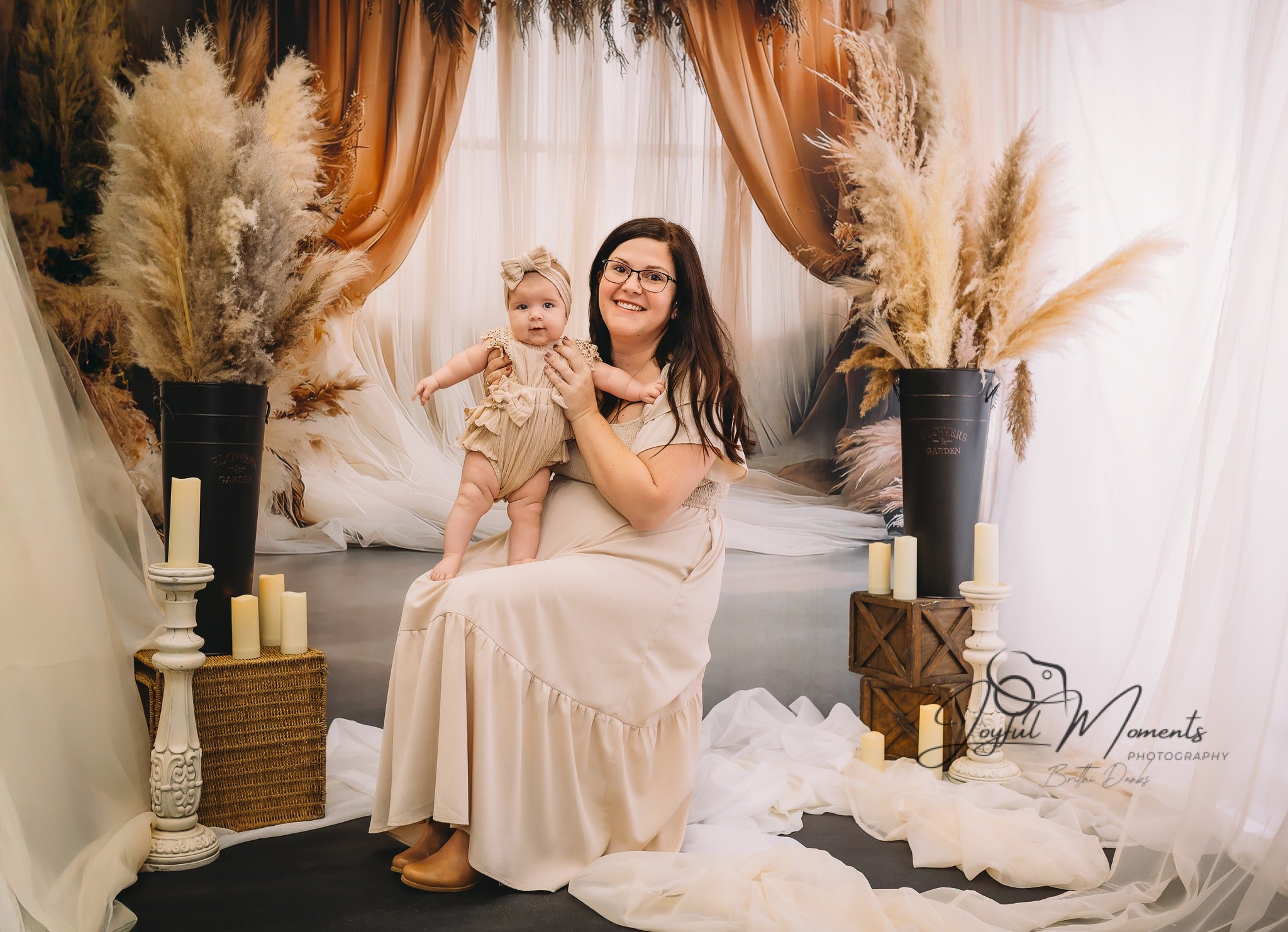 Dreamy Dusty Rose Pampas Boho Backdrop RR8-499