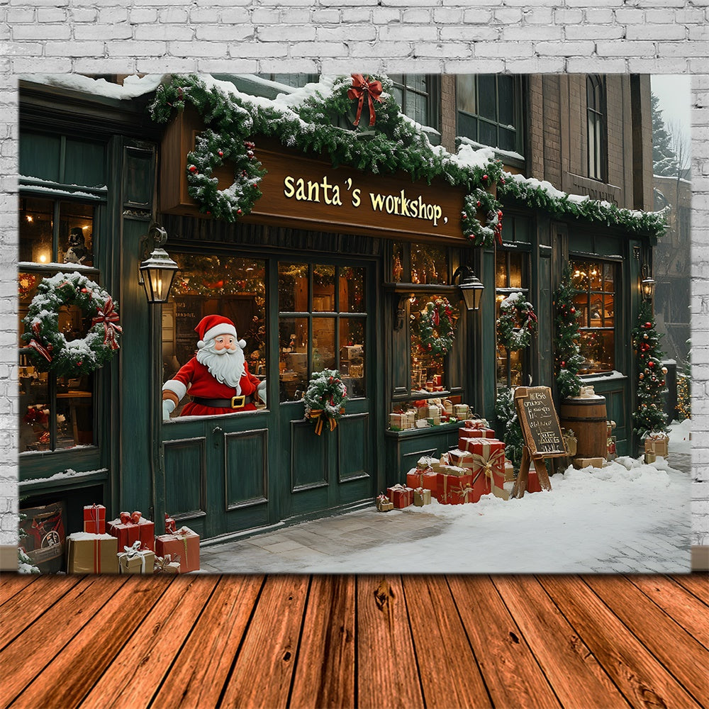 Christmas Santa’s Workshop Snow Backdrop RR8-84 – Dbackdrop