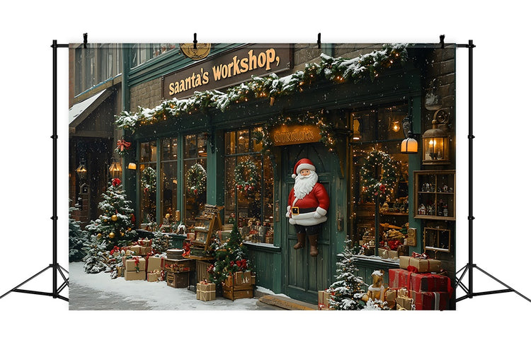 Christmas Trees Santa’s Workshop Backdrop RR8-85 – Dbackdrop