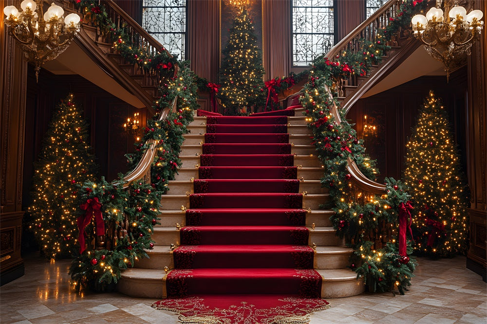Christmas Trees Classic Living Room Stairs Backdrop RR9-43