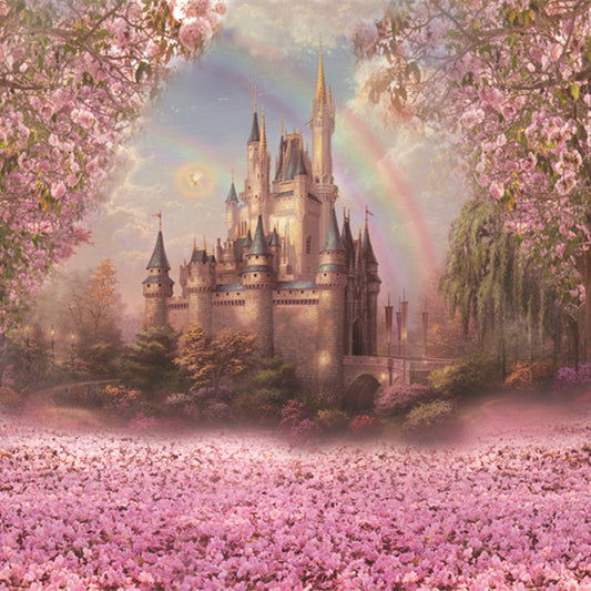 Fantastic Castle Pink Flower Backdrops for Photography S-2711