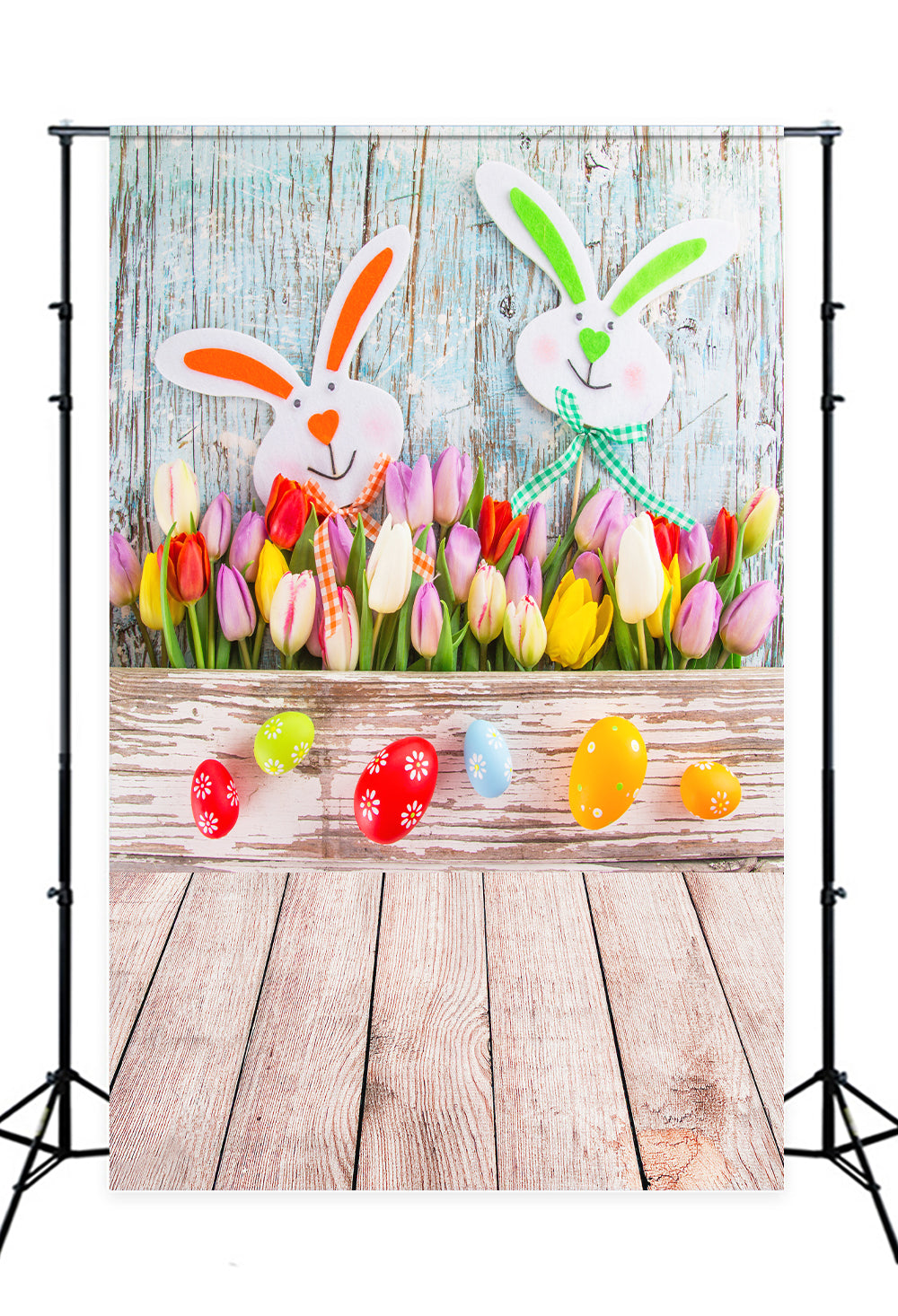 Easter Eggs Bunny Spring  Flowers Decorations Backdrop for Photo Studio S-897