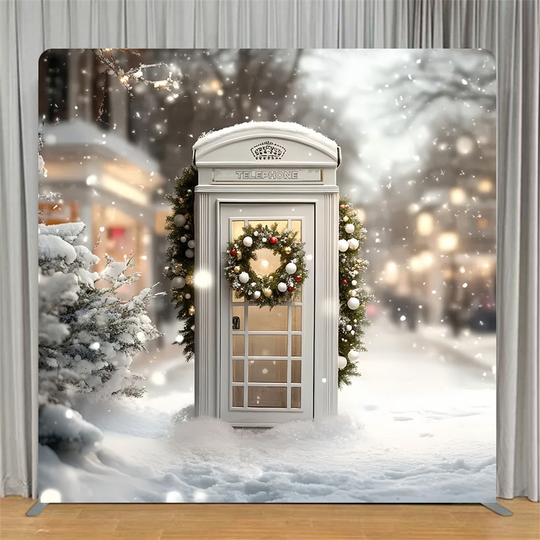 Square Shape Tension Fabric Display Arch Snowy Holiday Street Christmas Backdrop TS-CSH6-283