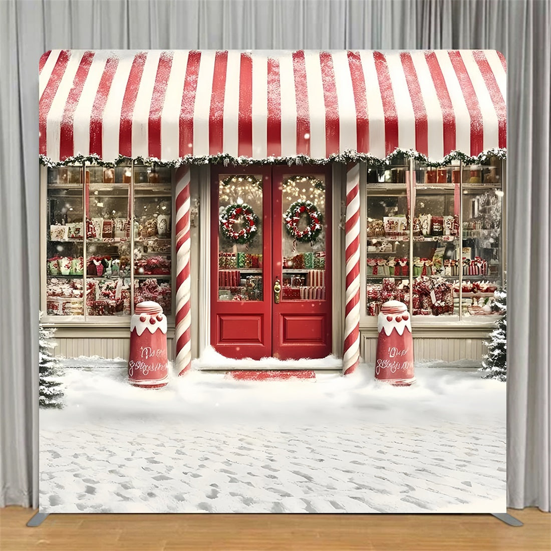 Square Backdrops Holiday Candy Shop Christmas Party Backdrop TS-GQ57-28