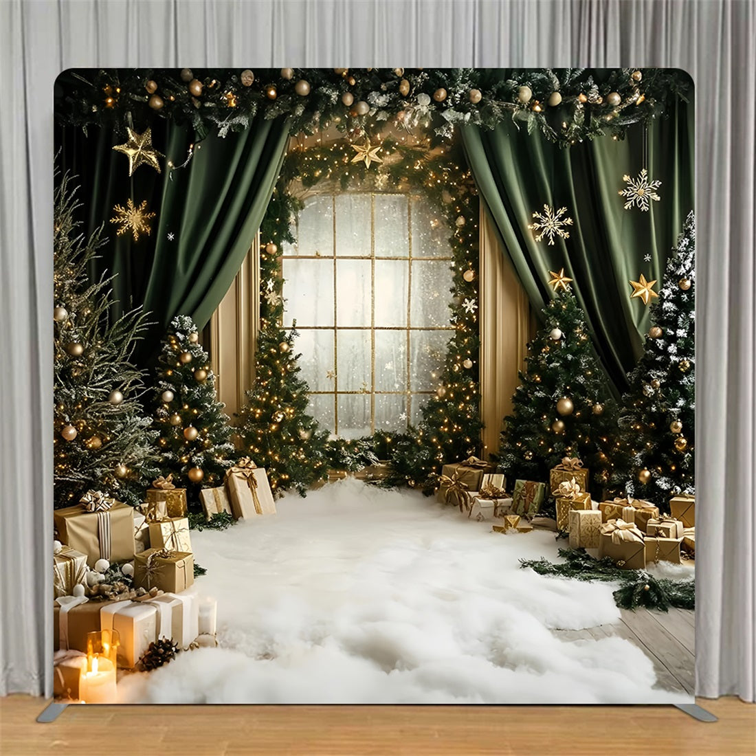 Tension Backdrop Emerald Window Holiday Lounge Christmas Backdrop TS-GQ57-35