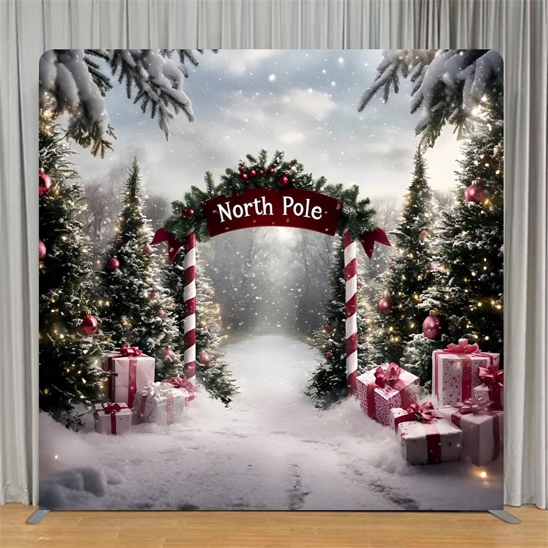 Square Backdrop Tension Pillow Cover Stand North Pole Entrance Christmas Backdrop TS-GQ58-51