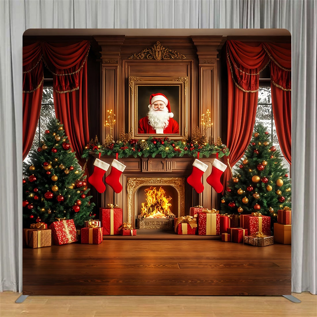 Square Shape Tension Fabric Display Arch Santa Fireplace Room Christmas Backdrop TS-LXX58-97