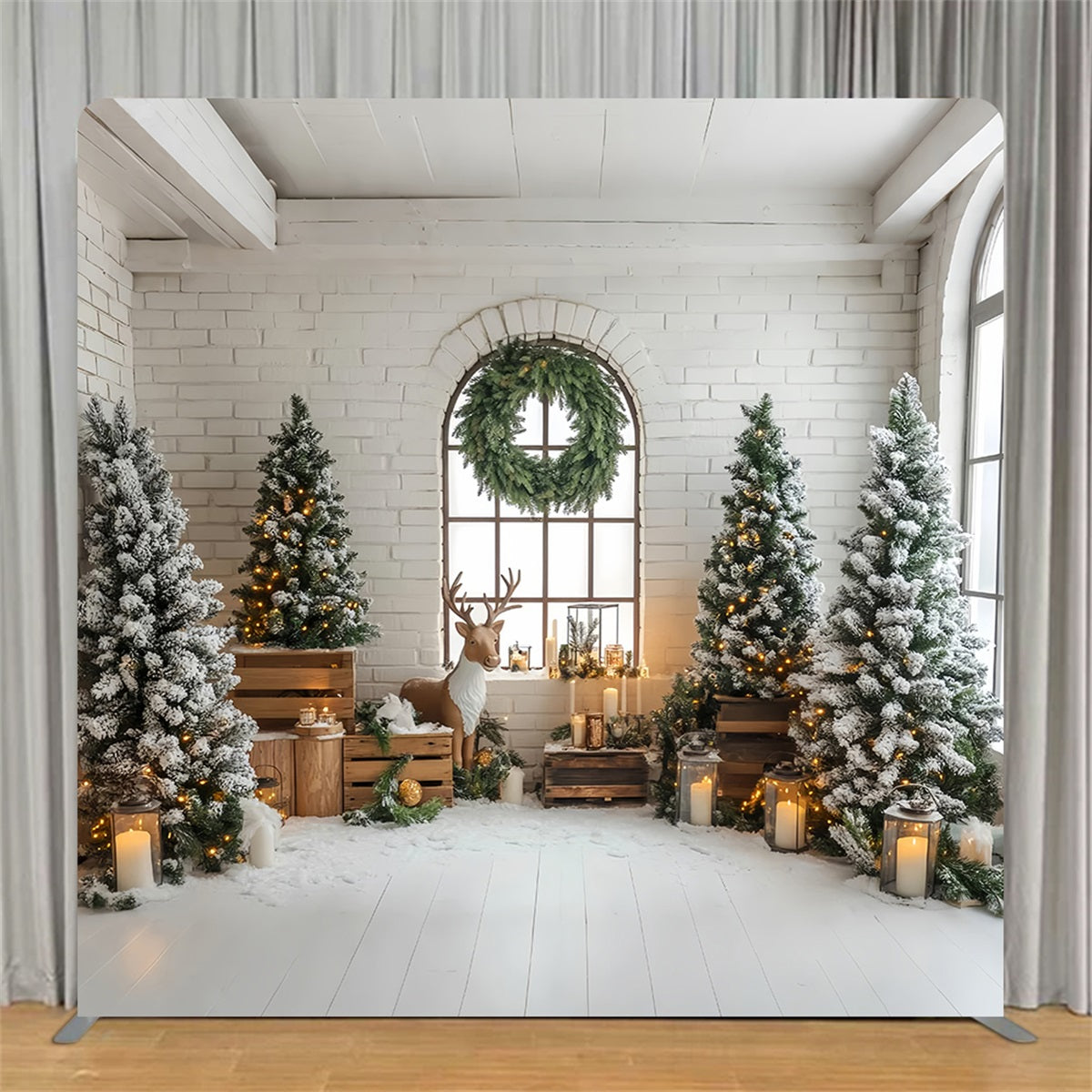 Square Backdrop Tension Pillow Cover Stand Cozy Rustic Room Christmas Backdrops TS-LXX59-170