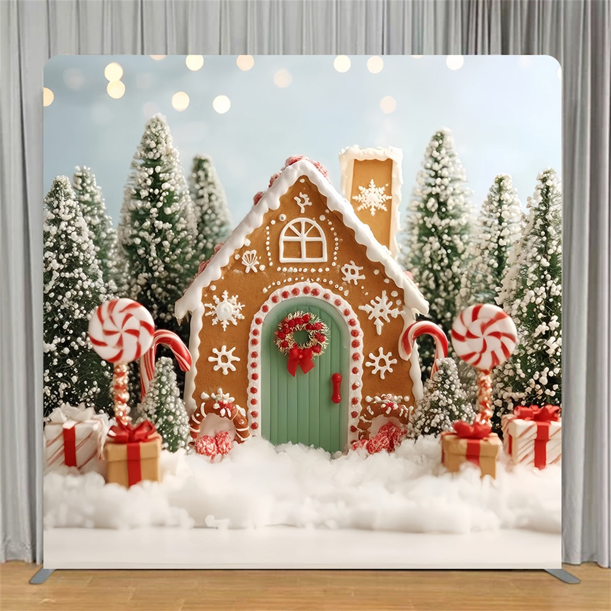 Tension Backdrops Cute Gingerbread Cottage Christmas Backdrop TS-TWW59-89