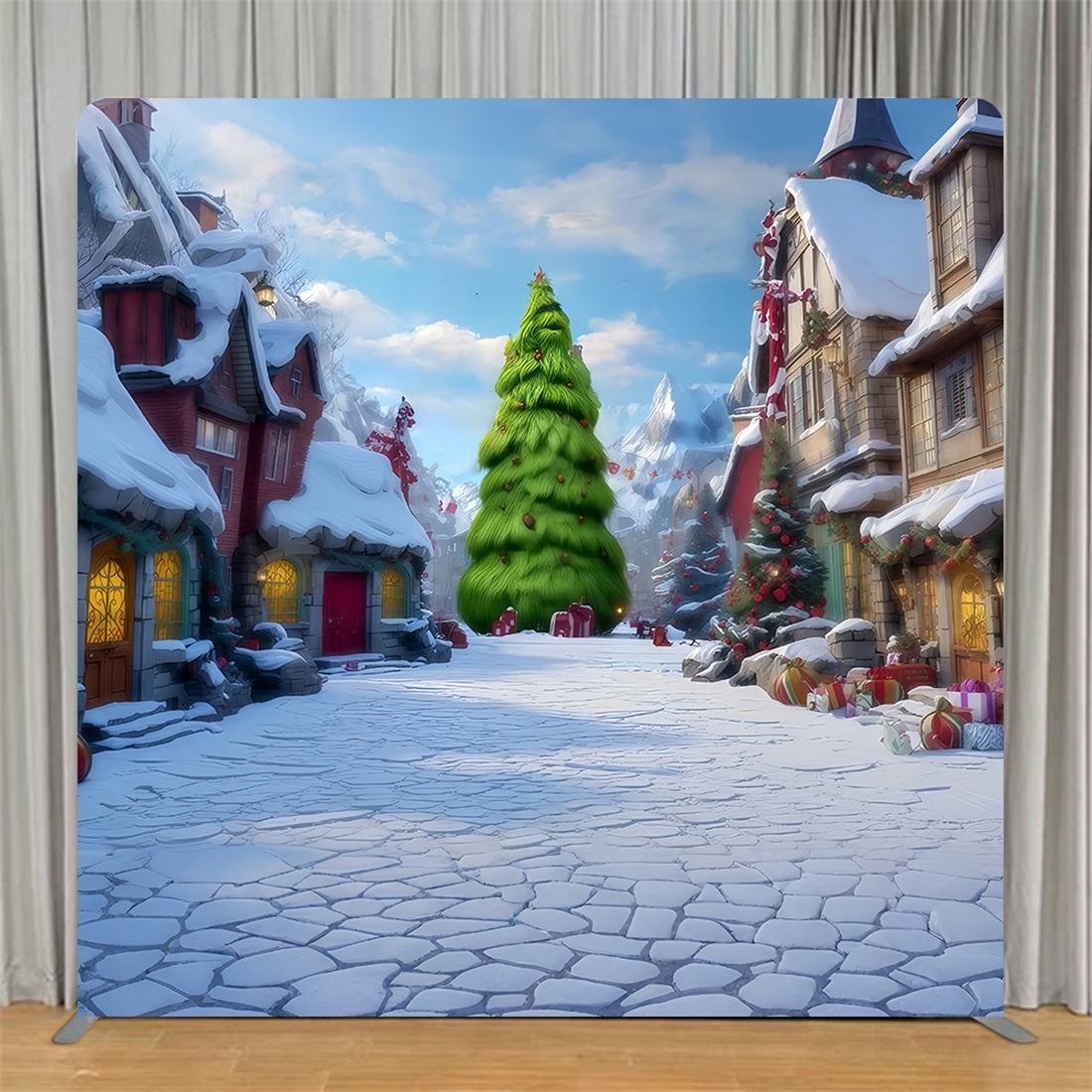 Tension Backdrops Whoville Village Morning Christmas Backdrop TS-WW510-73