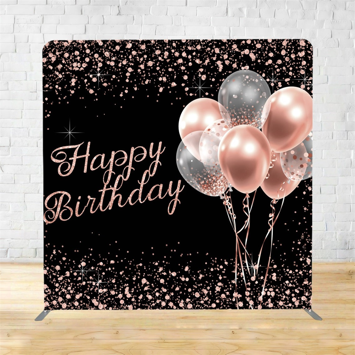 Square Backdrop Cover Rose Gold Glitter Balloon Birthday Backdrop TSBP-003