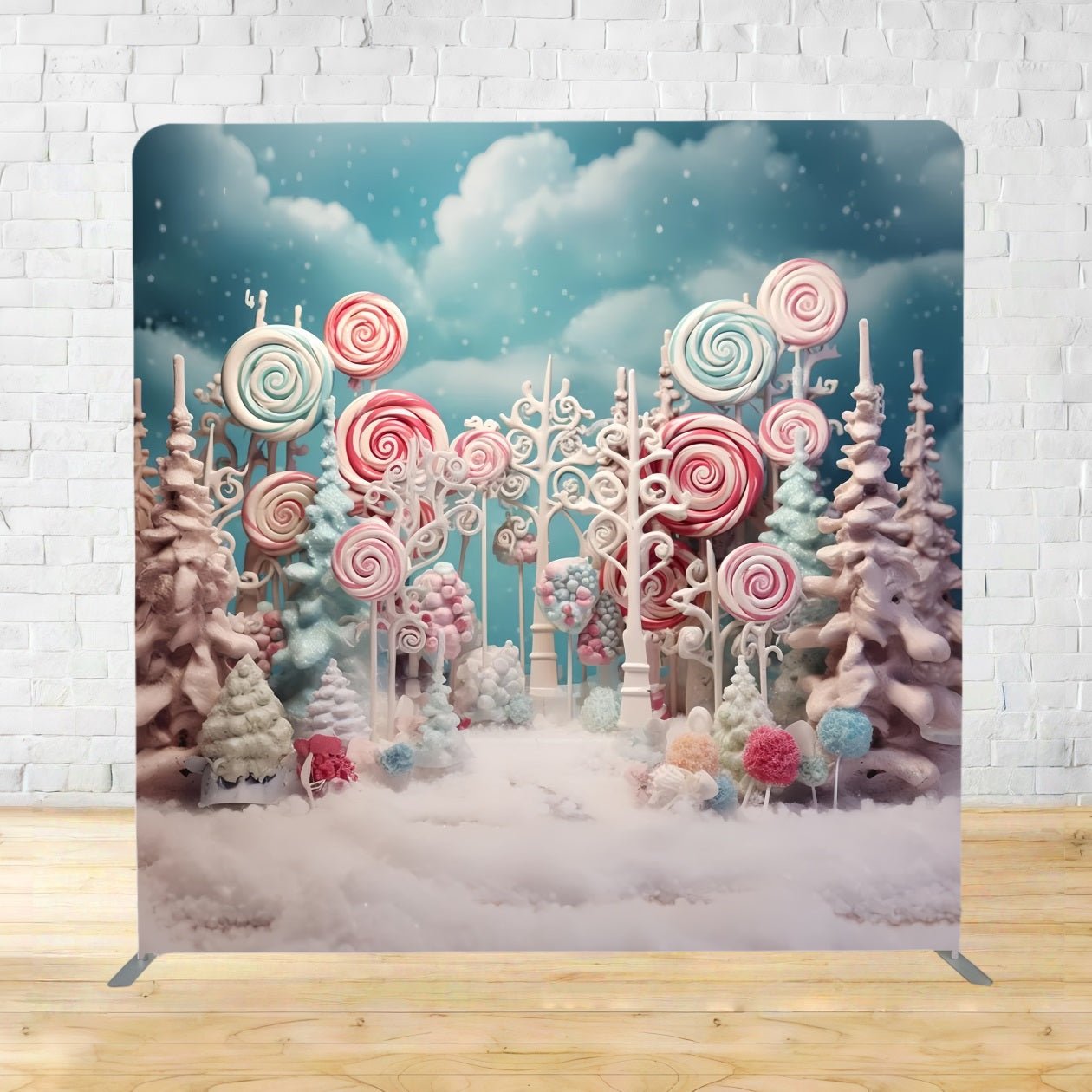 Tension Backdrop Candyland Lollipop Snow Fantasy Winter Backdrop TSBRP10-17