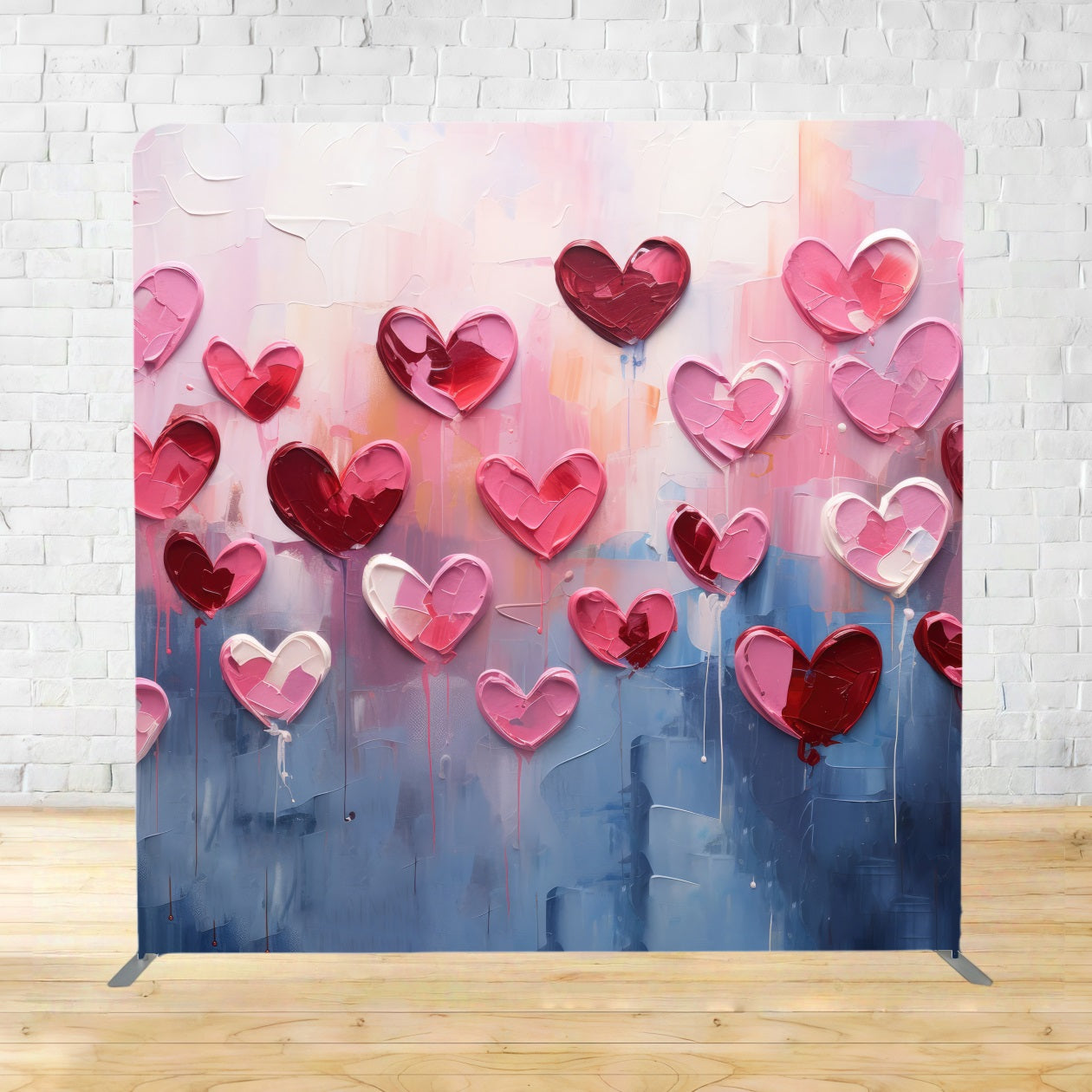 Tension Fabric Backdrop Pink Red Painted Heart Valentines Day Backdrop TSBRP11-454