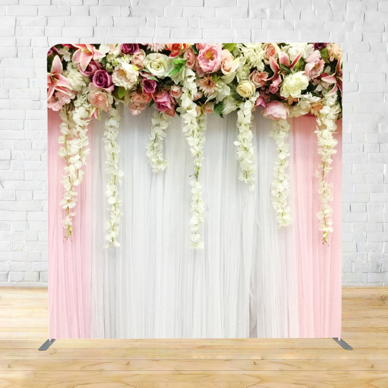 Square Backdrop Blush Floral Draped Elegance Wedding Backdrop TSBRP12-
